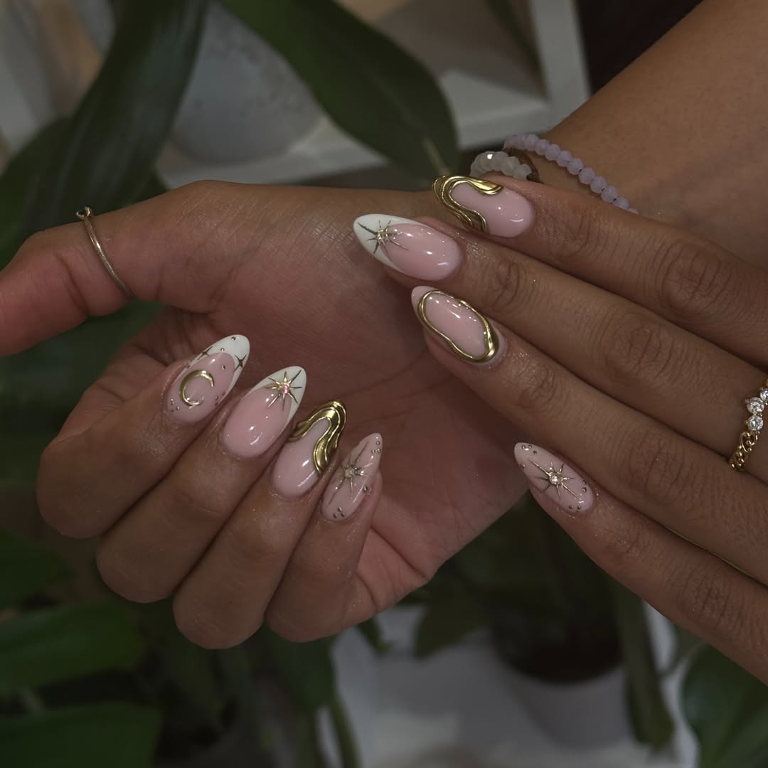 Blue French tip nails